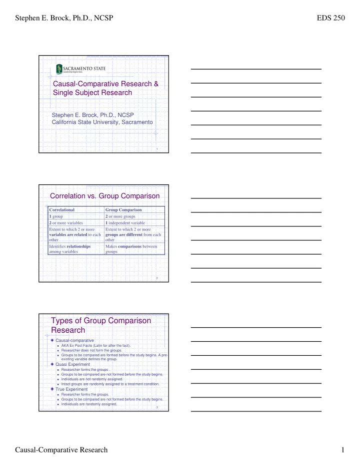 types of group comparison research