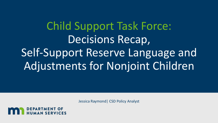 child support task force decisions recap self support