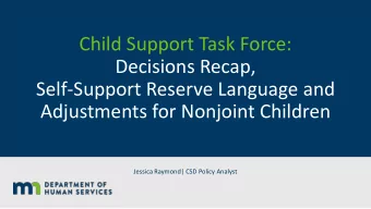 Child Support Task Force:  Decisions Recap,  Self-Support Reserve Language and  Adjustments for