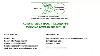 AUTO INTERIOR TPOs, TPEs, AND PPs:  EVOLVING TOWARD THE FUTURE  PRESENTED BY:  PRESENTED AT: