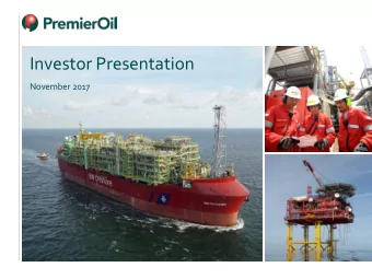 Investor Presentation  November 2017  Forward-looking statements  This presentation may contain
