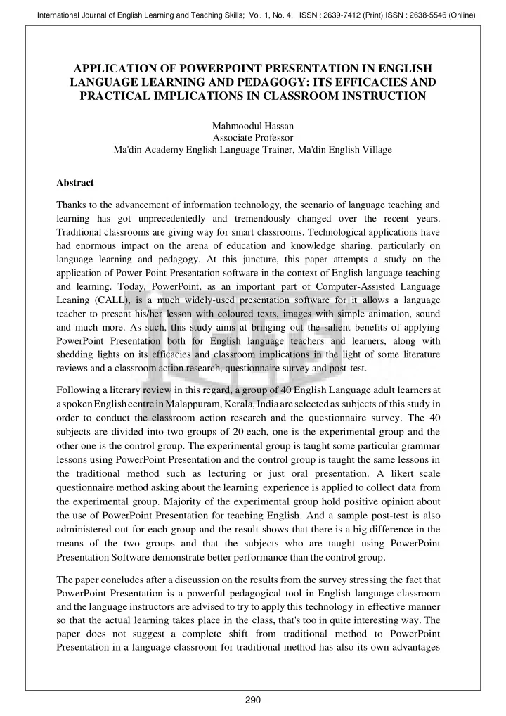application of powerpoint presentation in english