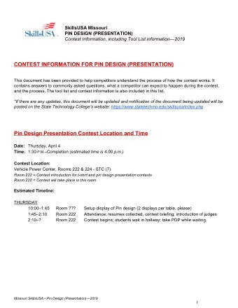 CONTEST INFORMATION FOR PIN DESIGN (PRESENTATION)  This document has been provided to help