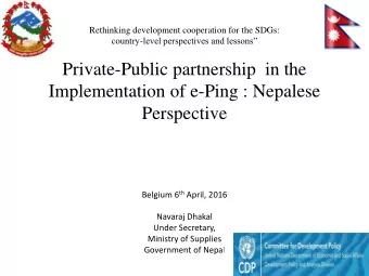 Rethinking development cooperation for the SDGs: country- level perspectives and lessons