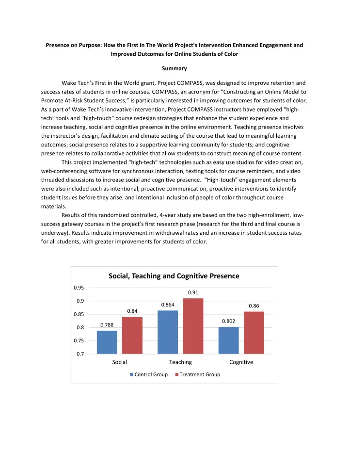 social teaching and cognitive presence