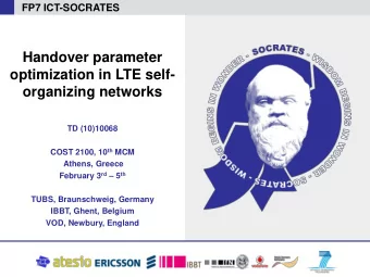 organizing networks  TD (10)10068 COST 2100, 10 th MCM  Athens, Greece February 3 rd  5 th