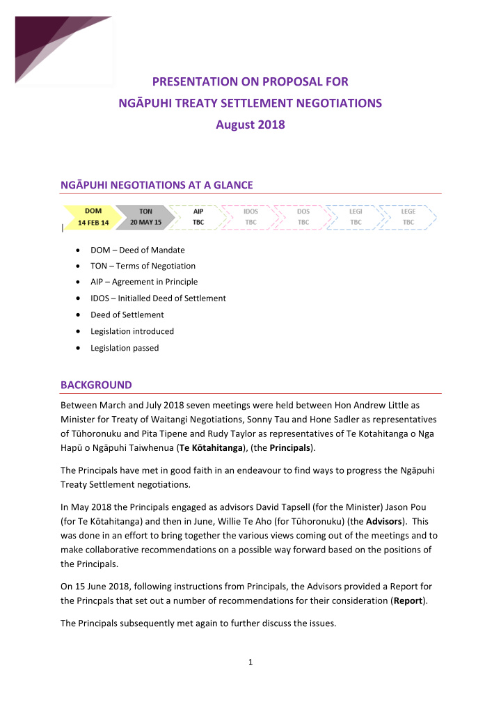 presentation on proposal for ng puhi treaty settlement