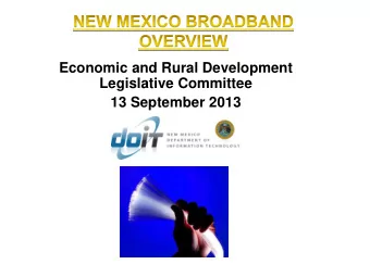 Economic and Rural Development  Legislative Committee  13 September 2013  PROGRAM:  Funds  NTIA