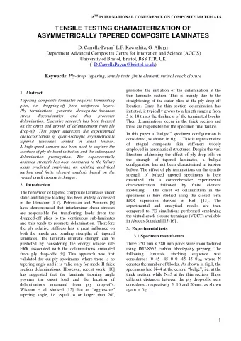 TENSILE TESTING CHARACTERIZATION OF ASYMMETRICALLY TAPERED COMPOSITE LAMINATES D. Carrella-Payan *