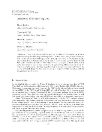 Analysis of STIS Time-Tag Data  Don J. Lindler  Advanced Computer Concepts, Inc.  Theodore R. Gull