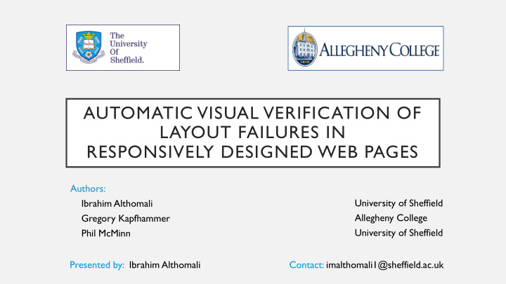 automatic visual verification of layout failures in