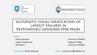 AUTOMATIC VISUAL VERIFICATION OF  LAYOUT FAILURES IN  RESPONSIVELY DESIGNED WEB PAGES  Authors: