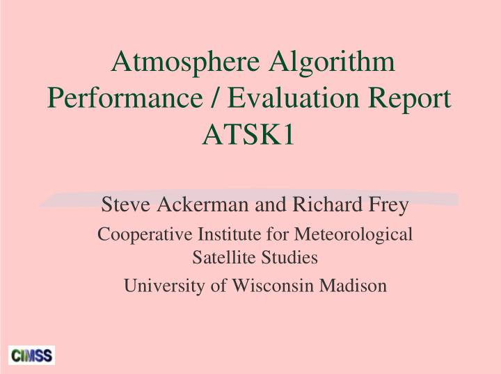 atmosphere algorithm performance evaluation report atsk1