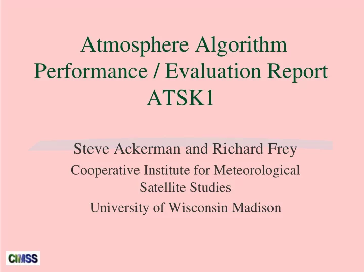 atmosphere algorithm performance evaluation report atsk1