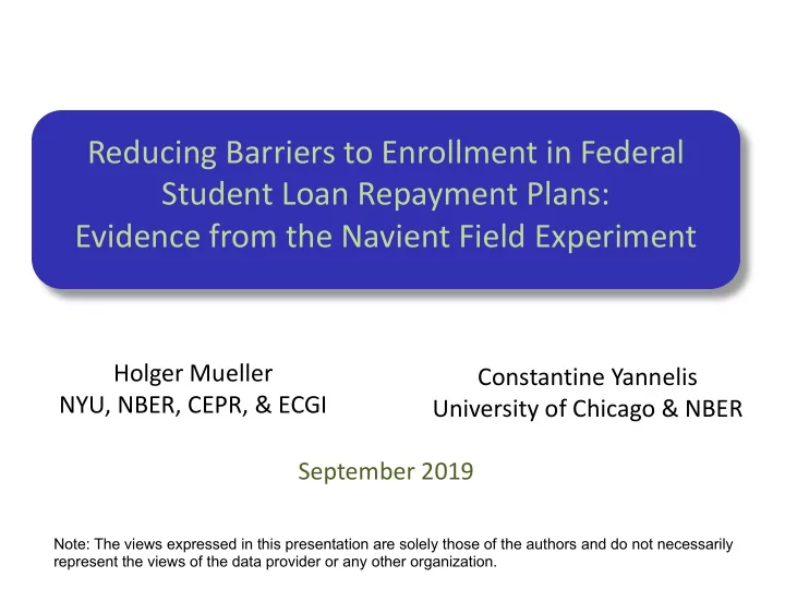 reducing barriers to enrollment in federal student loan