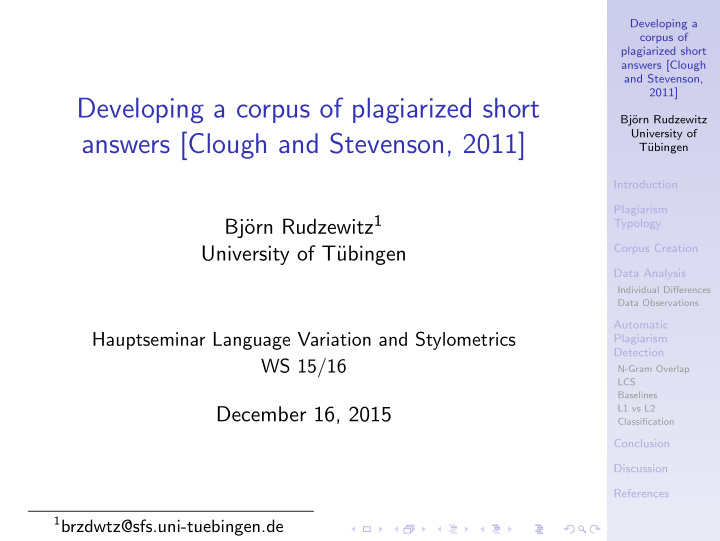 developing a corpus of plagiarized short