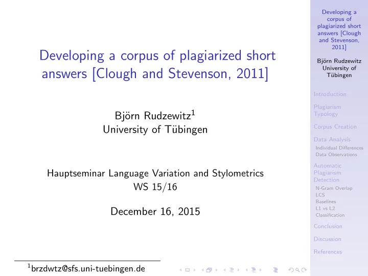 developing a corpus of plagiarized short