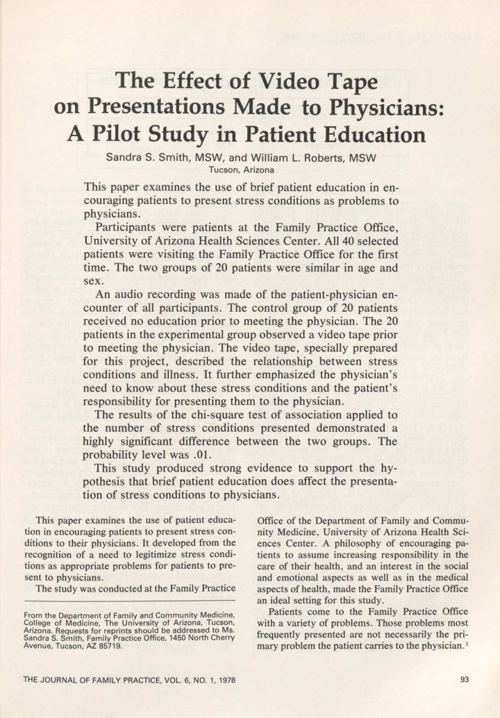 a pilot study in patient education