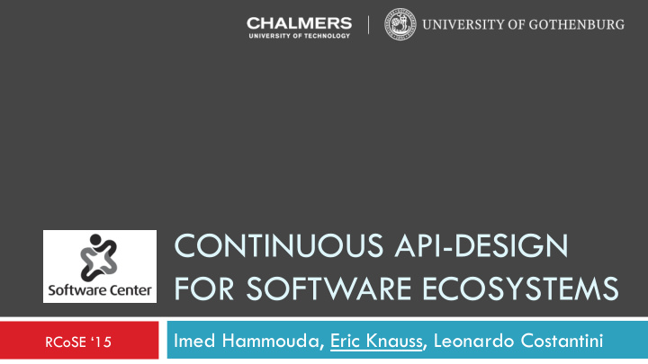 continuous api design for software ecosystems