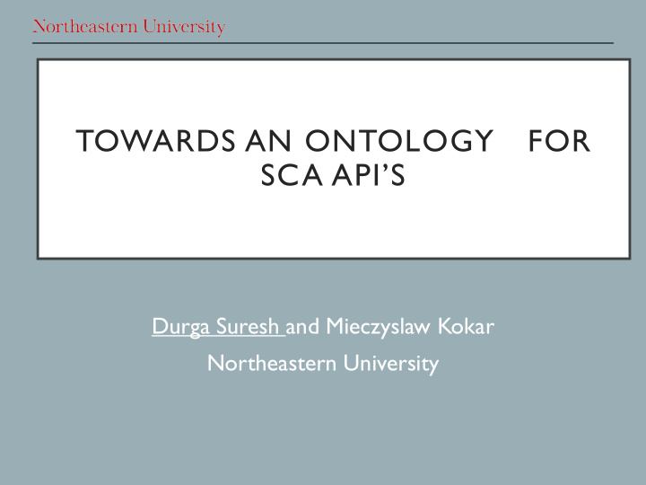 towards an ontology for sca api s