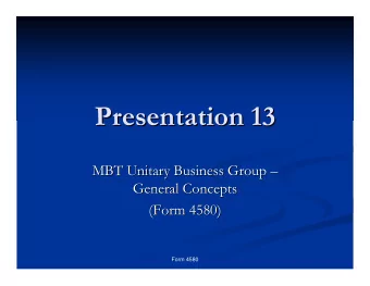 Presentation 13  Presentation 13  MBT Unitary Business Group     MBT Unitary Business Group