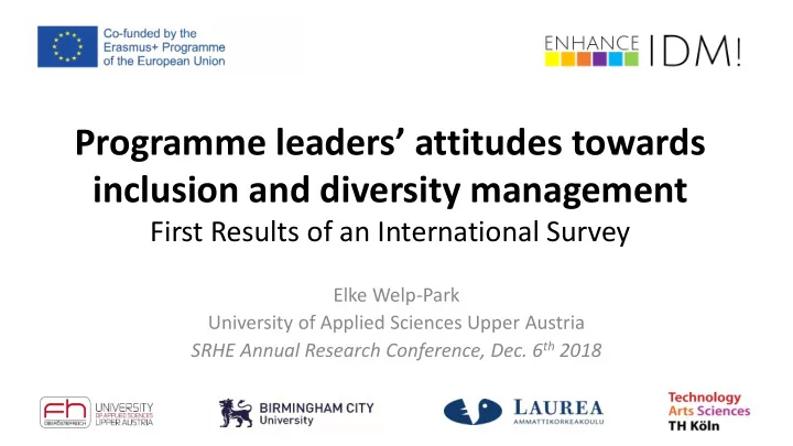 programme leaders attitudes towards