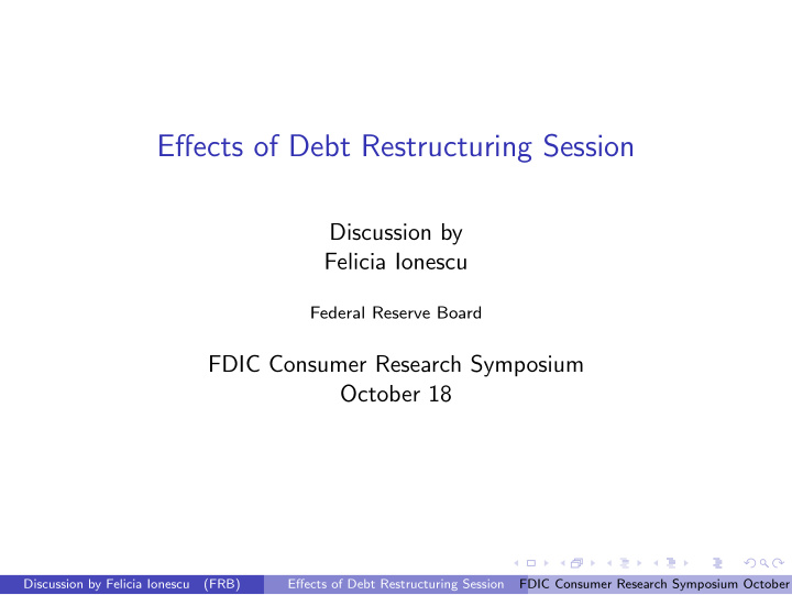 effects of debt restructuring session