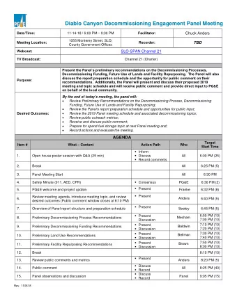 Diablo Canyon Decommissioning Engagement Panel Meeting  Chuck Anders  Date/Time:  11-14-18 / 6:00