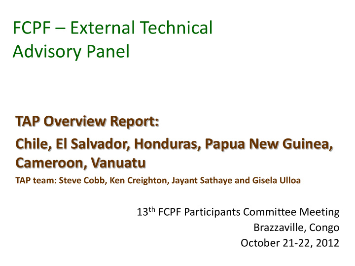 fcpf external technical advisory panel