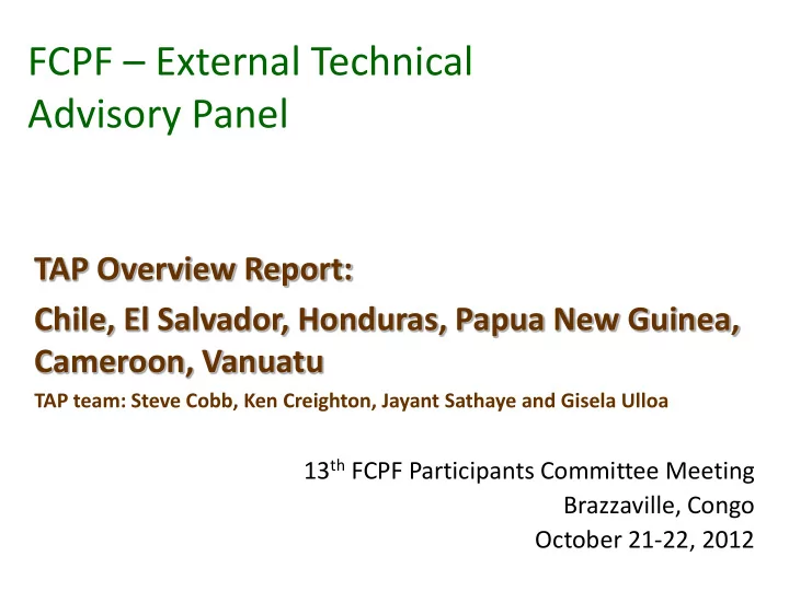 fcpf external technical advisory panel
