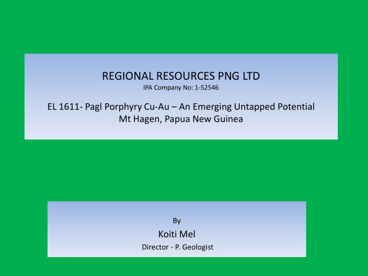 regional resources png ltd