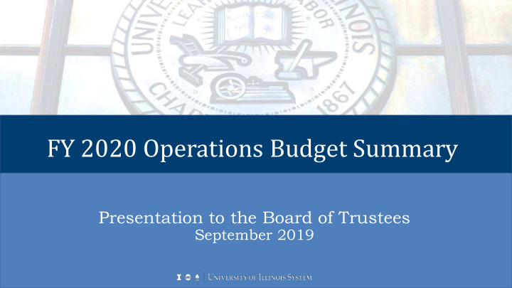 fy 2020 operations budget summary