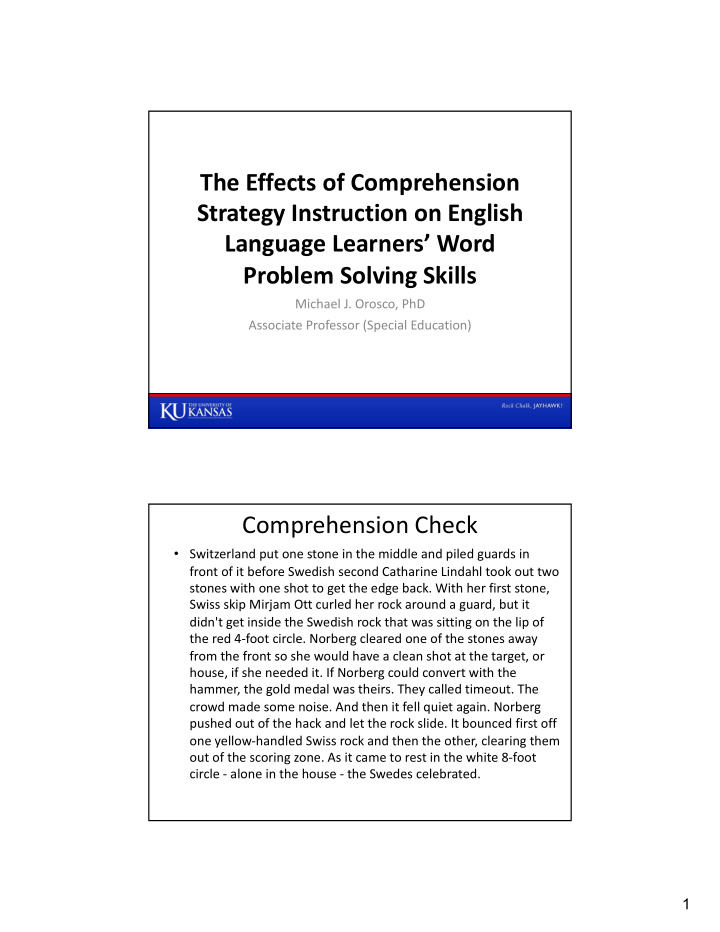 the effects of comprehension strategy instruction on