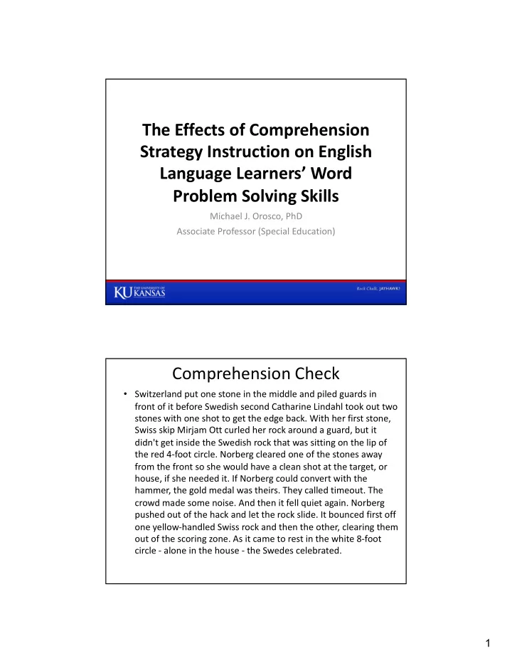 the effects of comprehension strategy instruction on