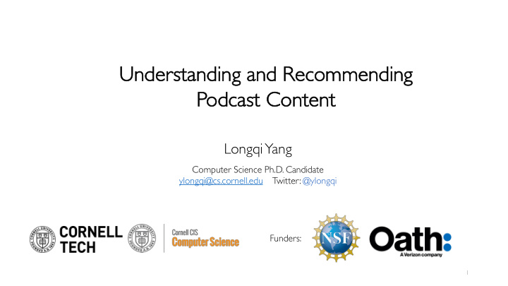 understanding a and r recommending po podcast content