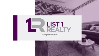 Listing Presentation  Company Founders  Served as Chief Revenue Officer for a National  Jody