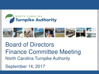 Board of Directors  Finance Committee Meeting  North Carolina Turnpike Authority  September 14,