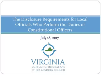 Constitutional Officers  July 18, 2017  Overview  Background  Policy Question  Discussion