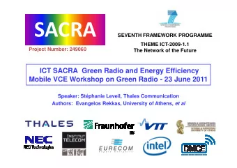 SACRA  SEVENTH FRAMEWORK PROGRAMME  THEME ICT-2009-1.1  Project Number: 249060  The Network of the