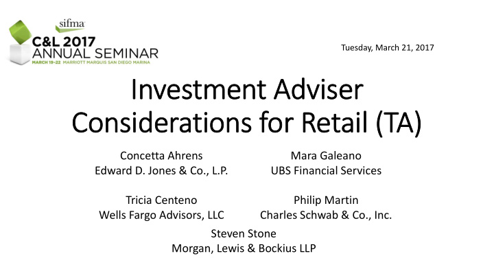 investment adviser considerations for retail ta