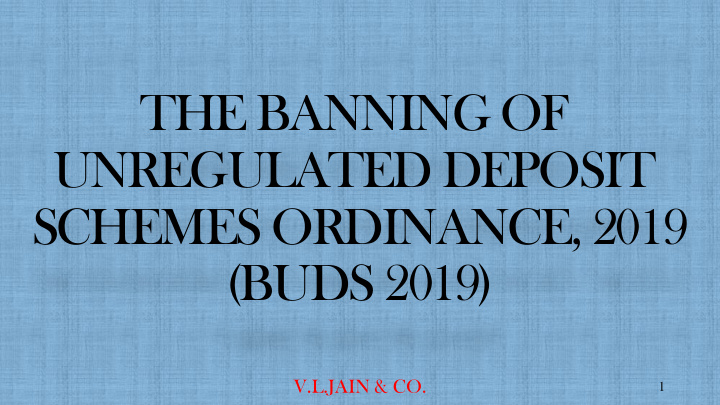 the banning of unregulated deposit