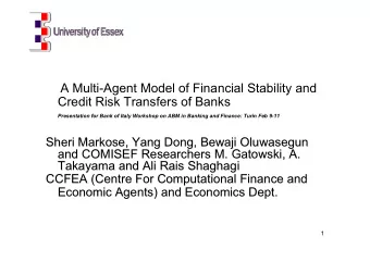 A Multi-Agent Model of Financial Stability and  Credit Risk Transfers of Banks Presentation for