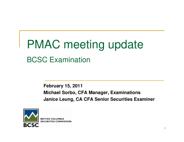 pmac meeting update