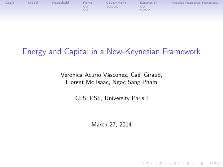 energy and capital in a new keynesian framework