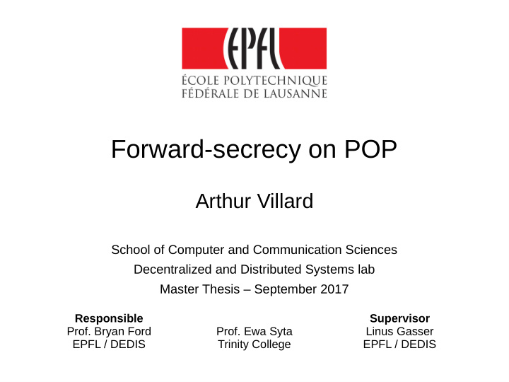 forward secrecy on pop