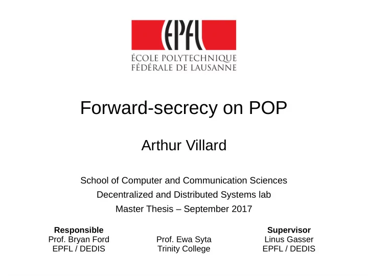 forward secrecy on pop