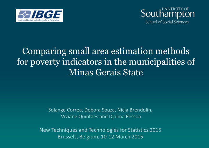 comparing small area estimation methods for poverty