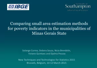 Comparing small area estimation methods  for poverty indicators in the municipalities of Minas