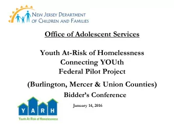(Burlington, Mercer &amp; Union Counties) Bidders Conference  January 14, 2016  Presentation