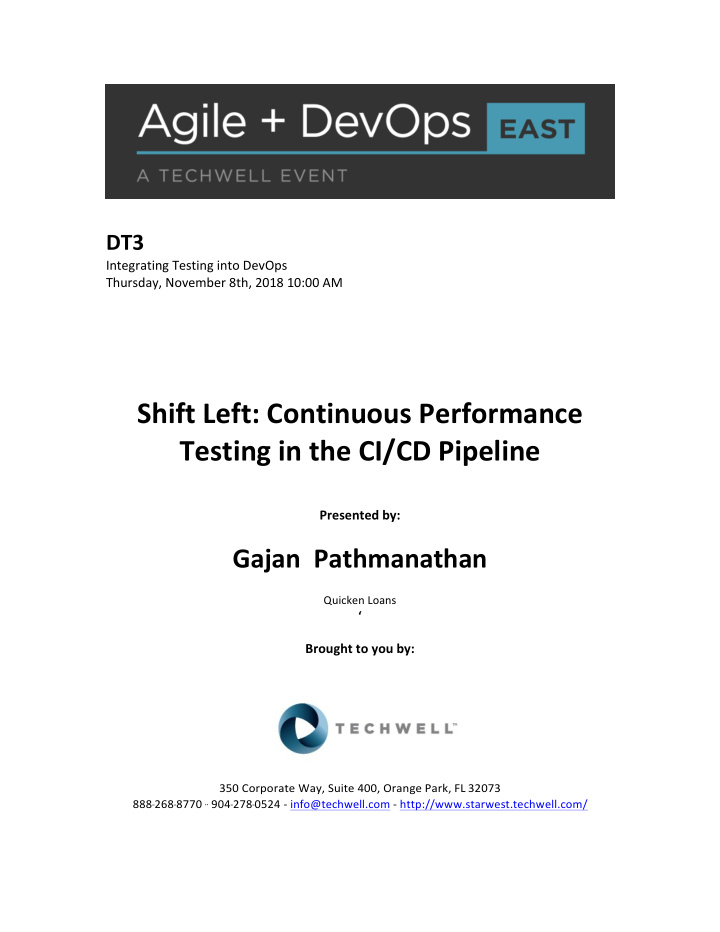 shift left continuous performance testing in the ci cd
